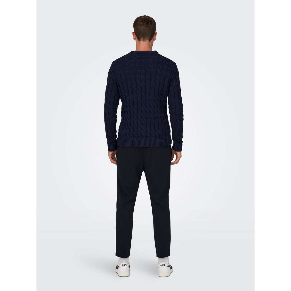 ONLY & SONS MEN’S REGULAR FIT COTTON CREW NECK PULLOVER 22026504 DARK NAVY
